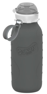 Squeasy Gear - 16 oz Silicone Reusable Sport Bottle - Gray