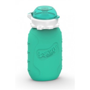 Squeasy Gear - 6 oz Silicone Reusable Bottle + Food Pouch - Aqua