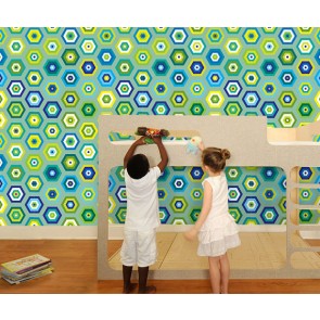 Pop & Lolli - Tilework Geometric Shapes Wall Paper - Cold Green