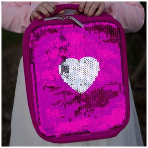 Giggle Me Pink - Sequin Heart Lunch Bag